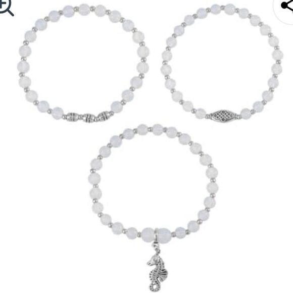 Set of 3 Opalite Beaded Stretch Bracelets - Picture 4 of 13